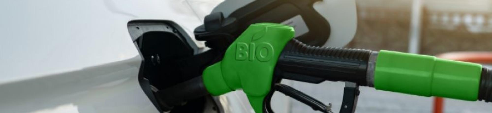 Car refueling with green gasoline handle
